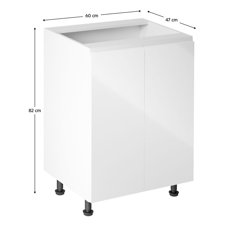 Spodná skrinka, 60cm, biela, biely lesk, AURORA D602F