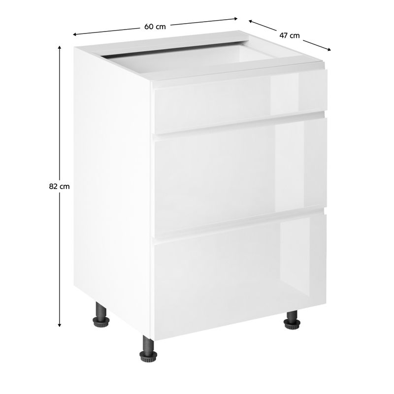 Spodná skrinka, 60cm, biela, biely lesk, AURORA D60S3
