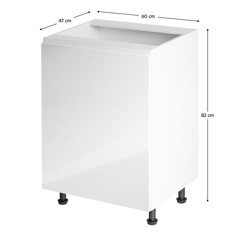 Spodná skrinka, 60cm, biela, biely lesk, ľavá, AURORA D601F