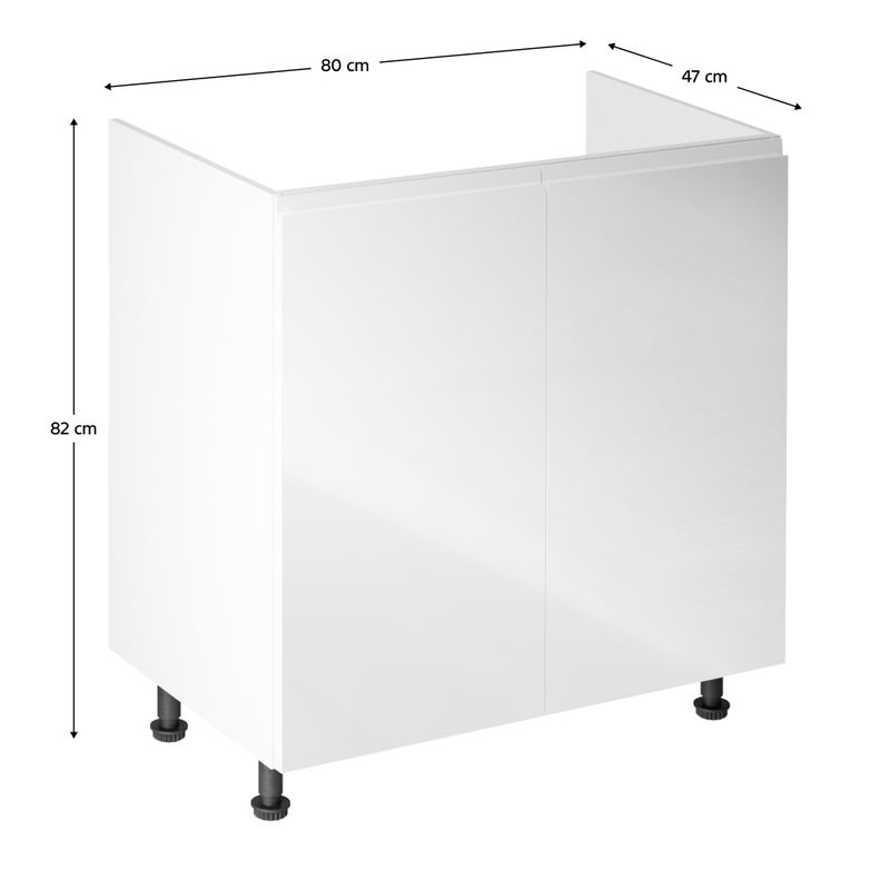 Drezová skrinka, 80cm, biela, biely lesk, AURORA D80Z