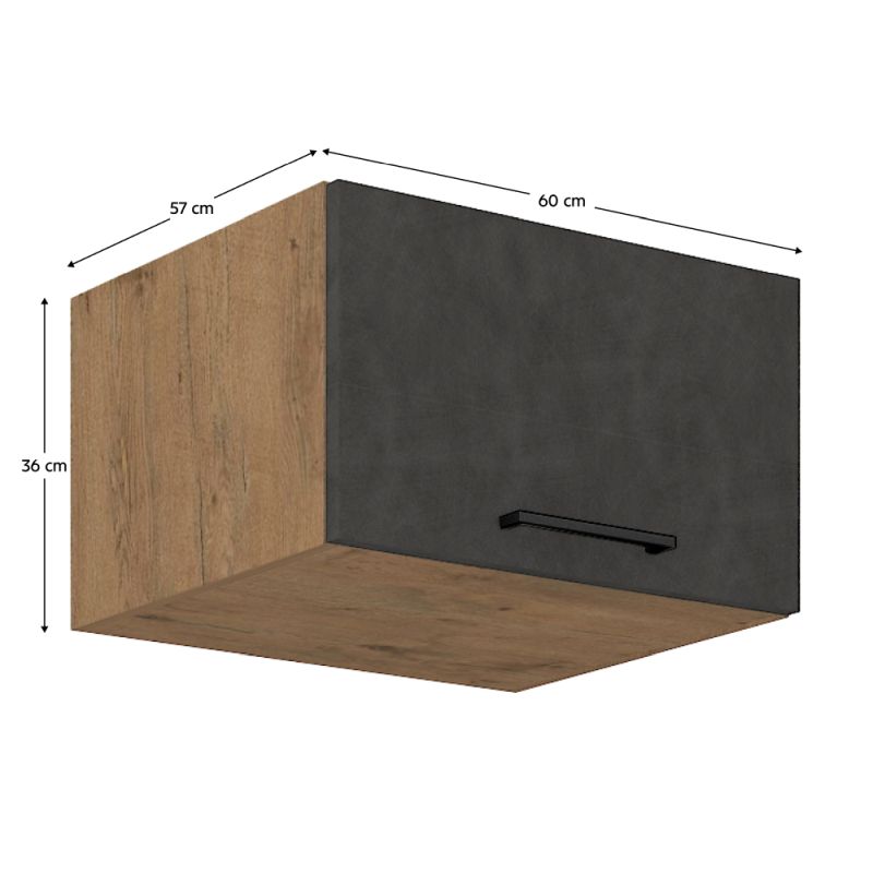 Horná skrinka, 60cm, sivá, dub lancelot, VEGA 60 NAGU-36 1F