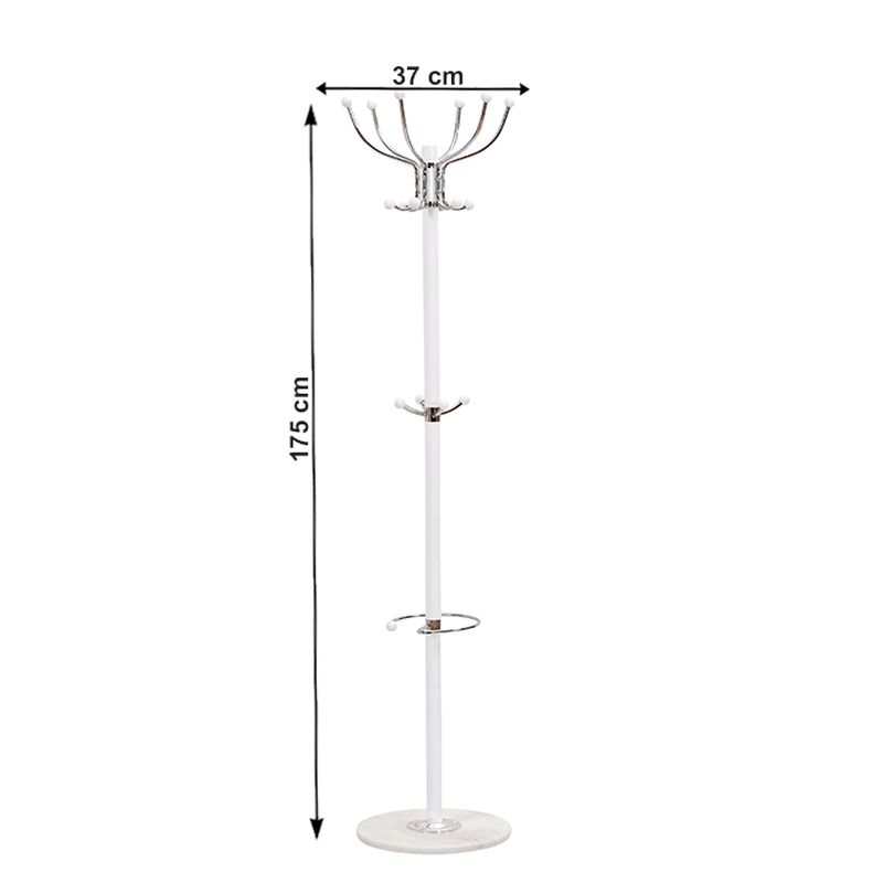 Vešiak, 175cm, biely, kov, JIMY NEW