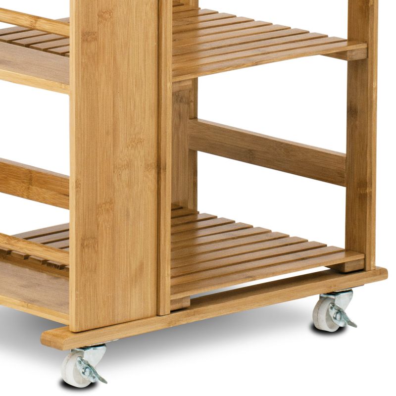 Regál, 50cm na kolieskach, bambus, prírodný, DR-046