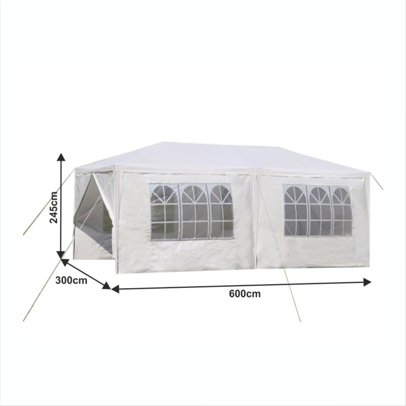 Záhradný párty stan, biely, 3x6 m, TEKNO TYP 2