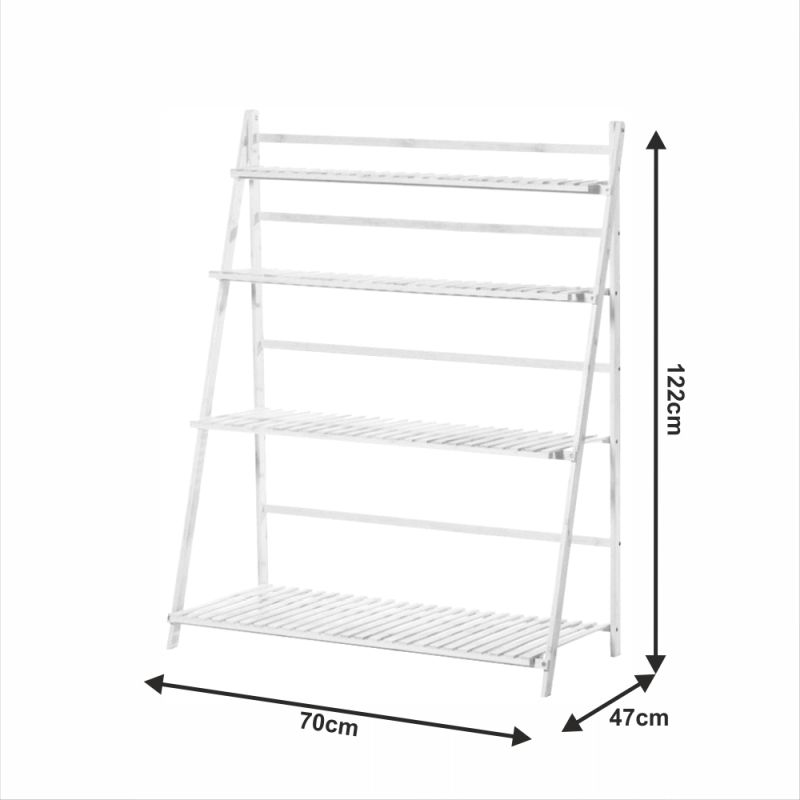 Regál, 70cm, bambus, biely, NEPEL TYP 2