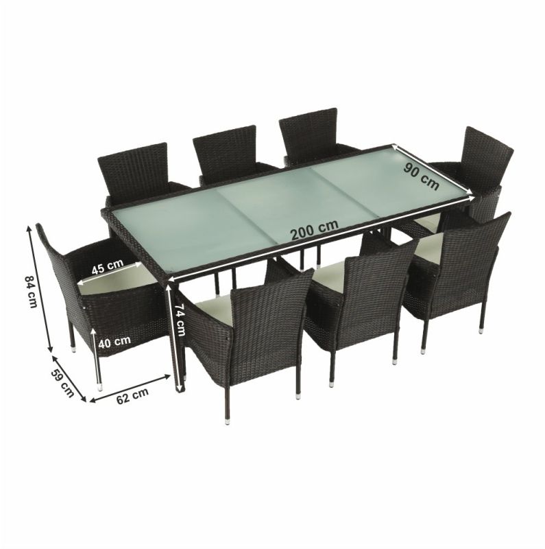 Záhradný, 9-dielny, ratanový set, hnedá, béžová, MENIBOR