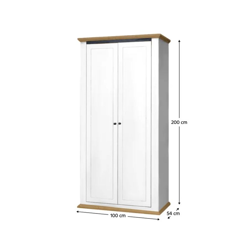 Skriňa, 100cm, kombinovaná, biela, dub grand, LEON MZ2