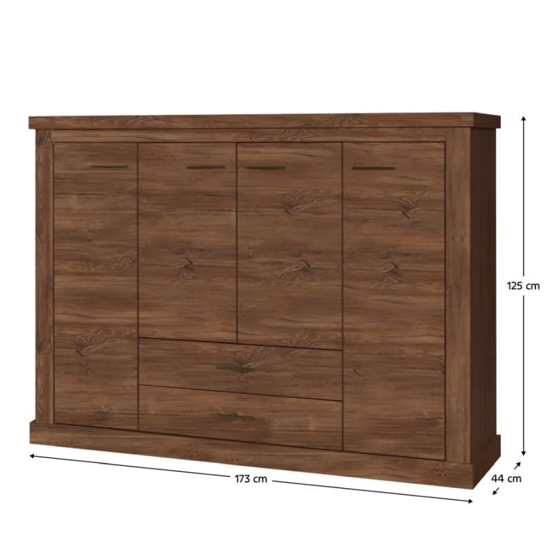 Komoda, 173cm, kombinovaná, dub stirling, HILARD AR8