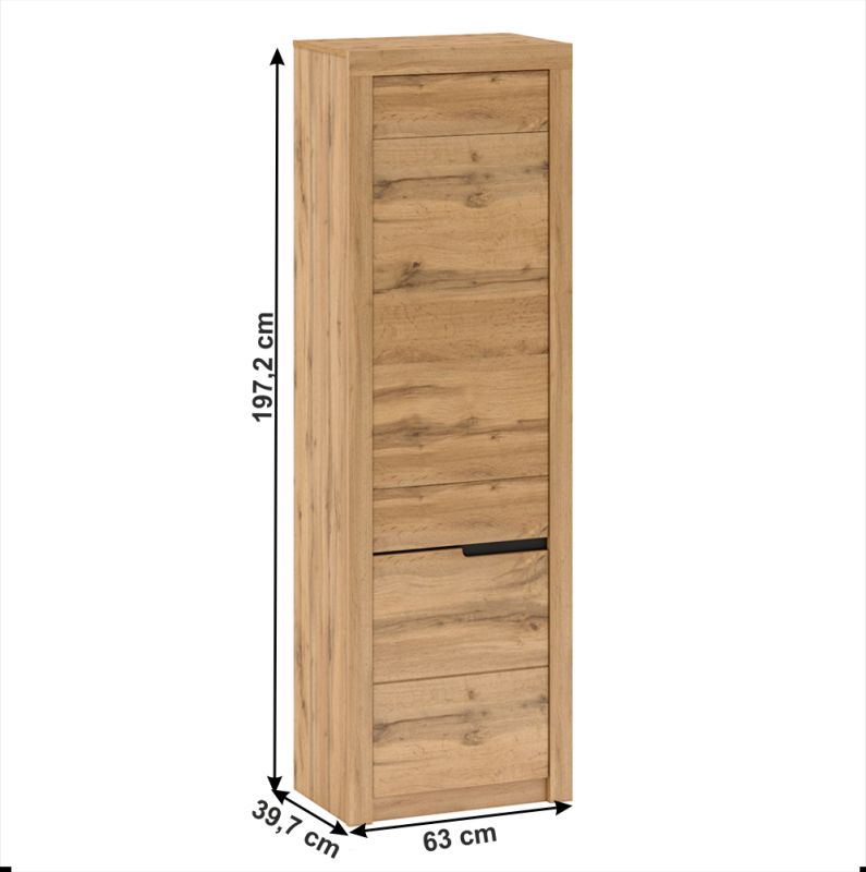 Skriňa, 63cm, policová, dub wotan, ľavá, TORONTA V1