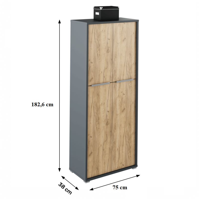 Skriňa, 75cm, policová, grafit, dub artisan, RIOMA NEW TYP 07