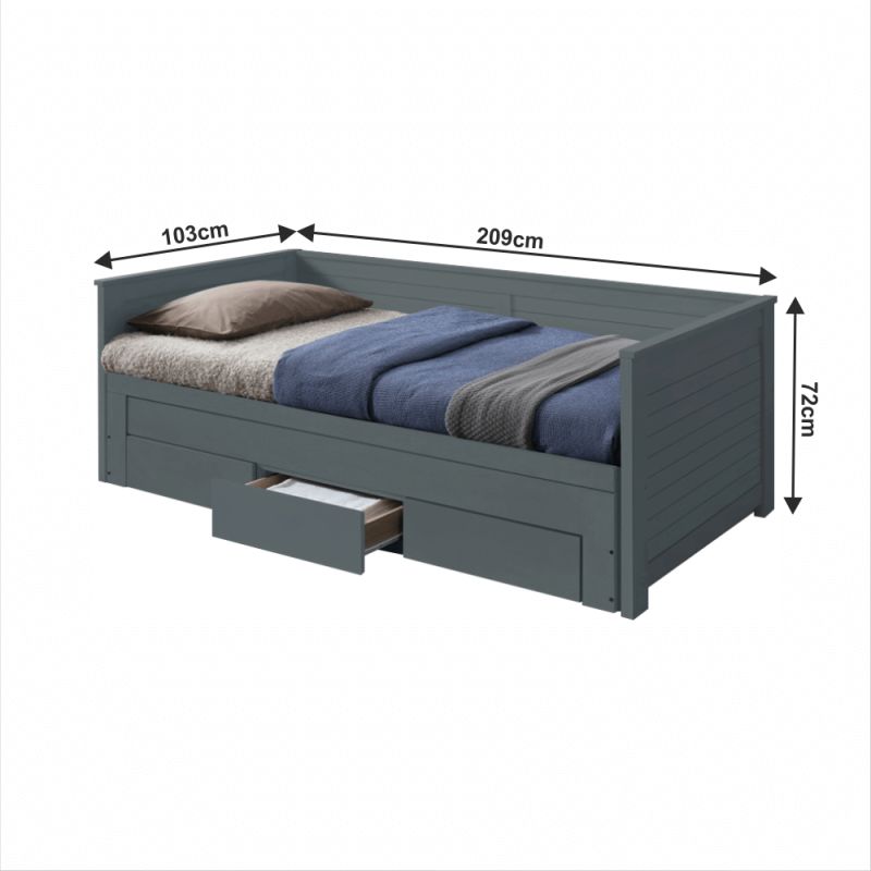 Rozkladacia posteľ, 90-180x200, s roštom, sivá, Goreta