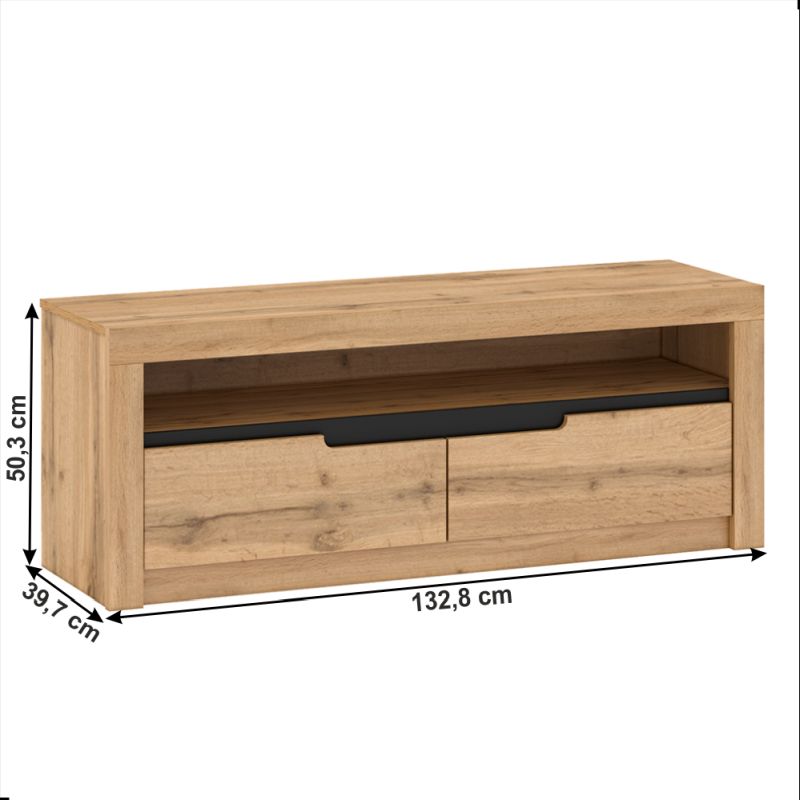 RTV stolík, 133cm, dub wotan, TORONTA B
