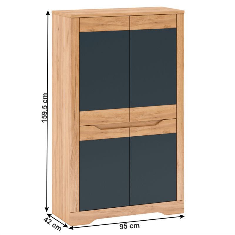 Skriňa, 95cm, policová, dub craft zlatý, grafit sivá, FIDEL I