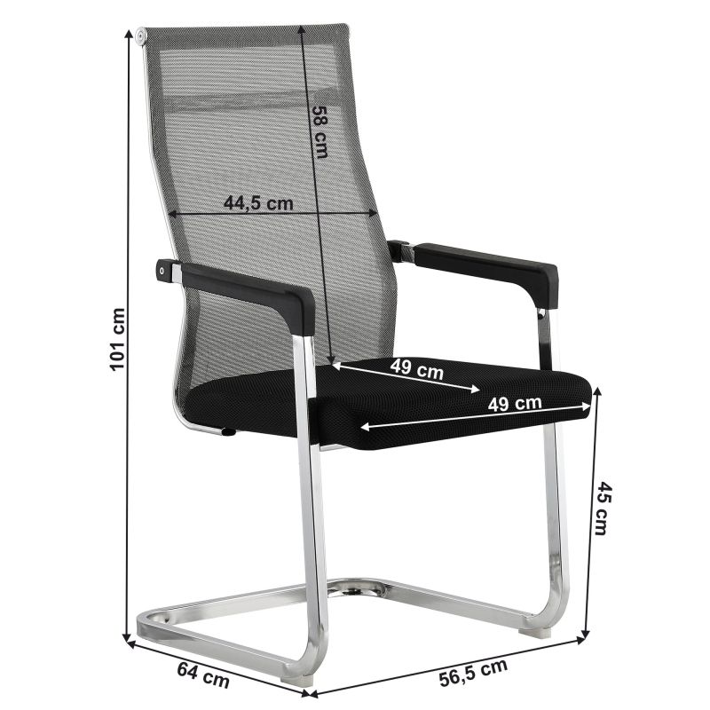 Zasadacia stolička, sivá a čierna sieťovina, kov chróm, RIMALA NEW