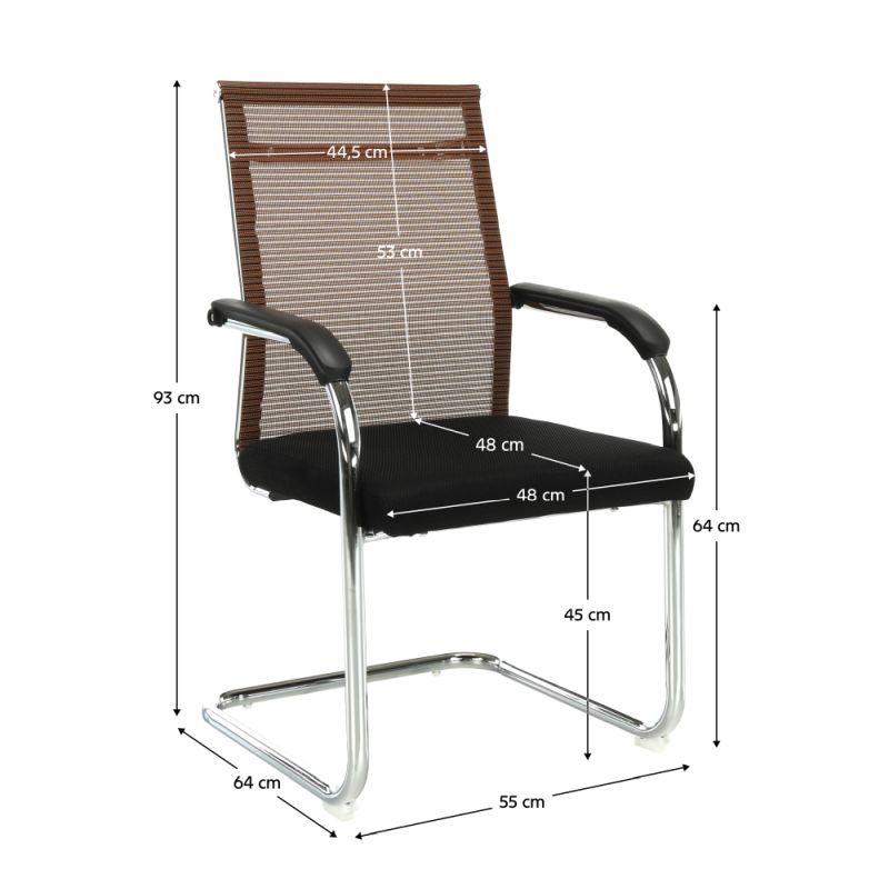 Zasadacia stolička, čierna a hnedá sieťovina, kov strieborný, ESIN