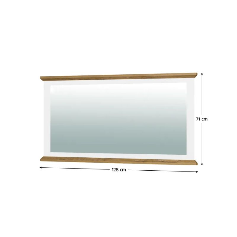 Zrkadlo, 128x71cm, biele, dub grand, LEON MZ16