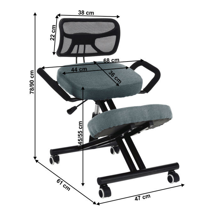 Ergonomický kľakosed, sivá látka, čierny, RUFUS