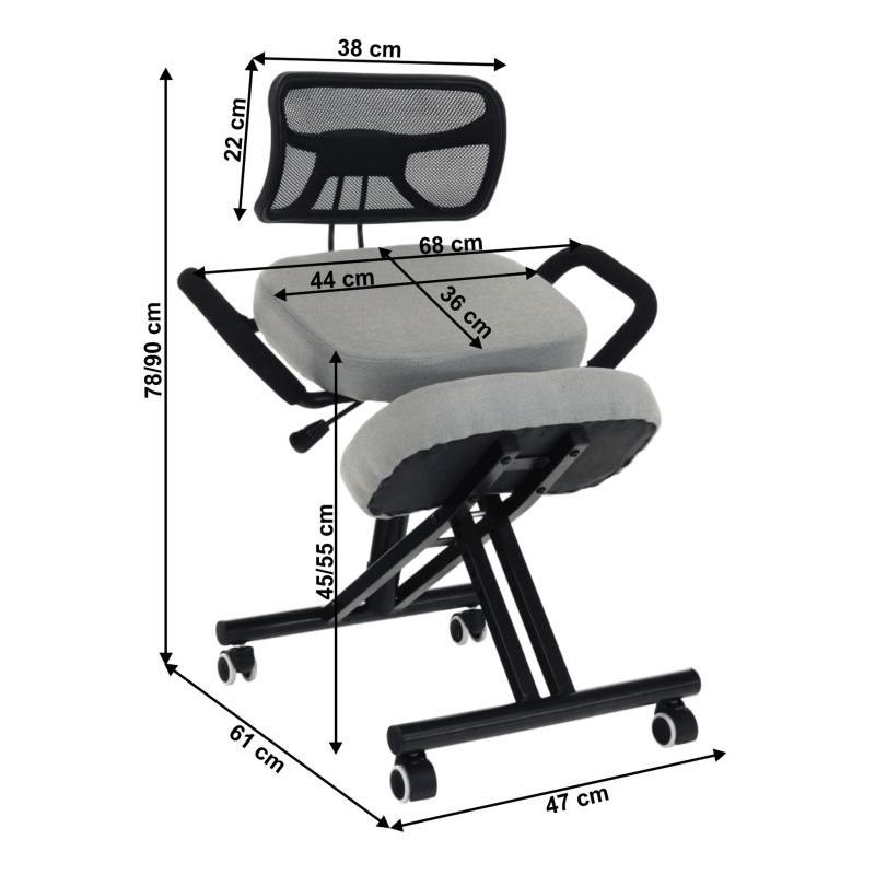 Ergonomický kľakosed, sivohnedá Taupe, čierny, RUFUS