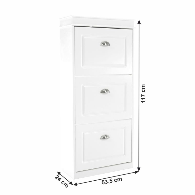 Botník, 54cm, 3-radový, biely, SEBER TYP 2