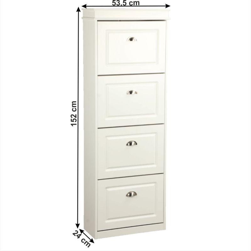 Botník, 54cm, 4-radový, biely, SEBER TYP 3