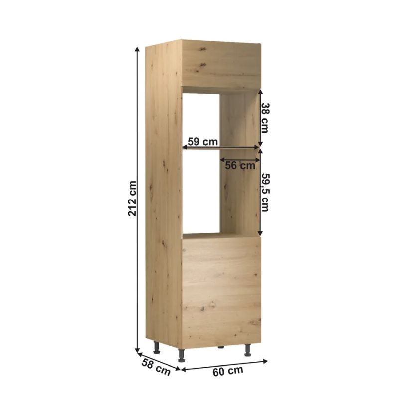 Vysoká skrinka na spotrebiče, 60cm, dub artisan, univerzálna, LANGEN D60PM