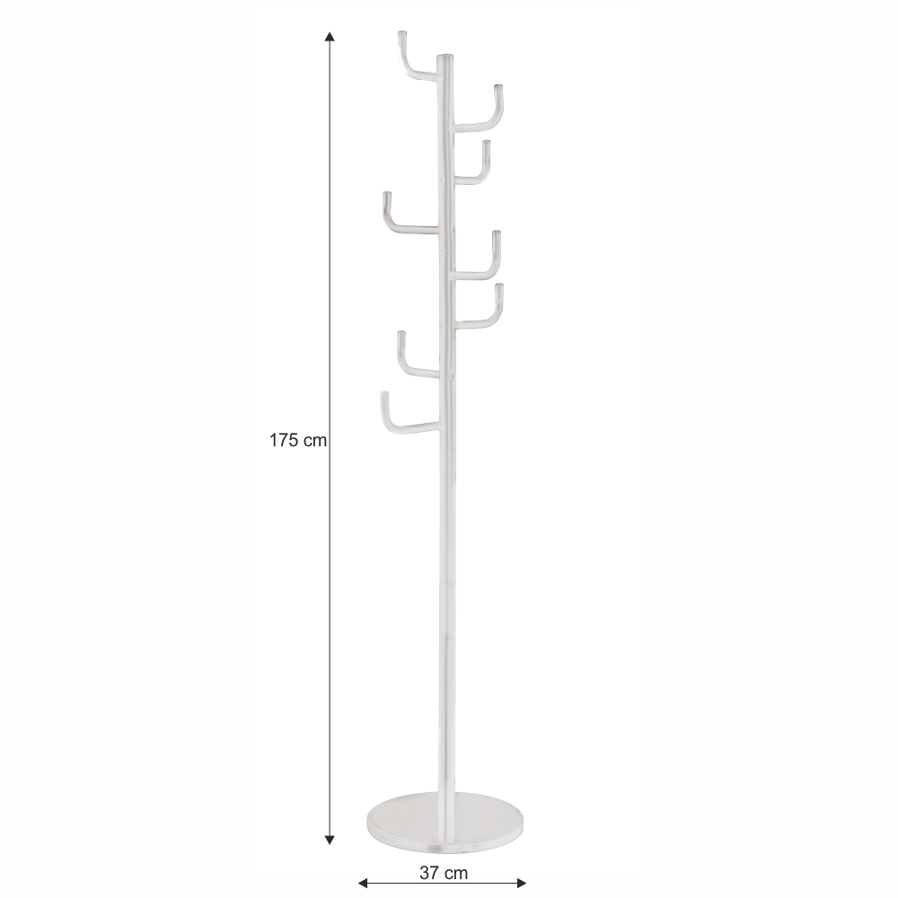 Vešiak, 175cm, biely kov, mramor, ELDER
