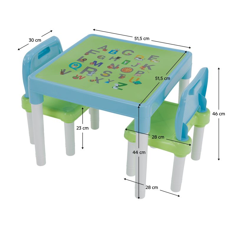 Detský set 1+2, 51x51cm, modrý, zelený, biely, plast, BALTO