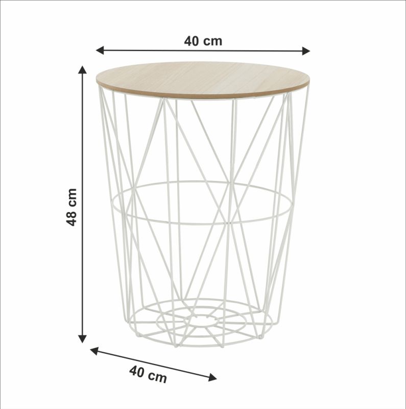 Príručný stolík, 40x40cm, prírodný, biely, NANCER TYP 3
