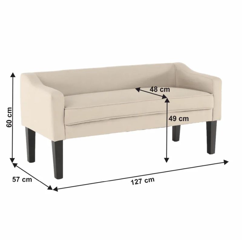 Lavica, 127cm, béžová, čierna, FIRONA