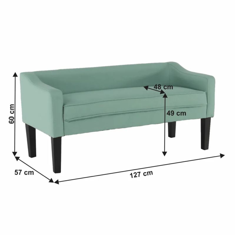Lavica, 127cm, mentolová, čierna, FIRONA