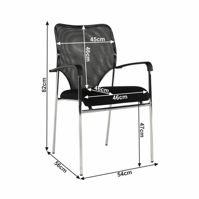 Zasadacia stolička, čierna sieťovina, kov chróm, UMUT