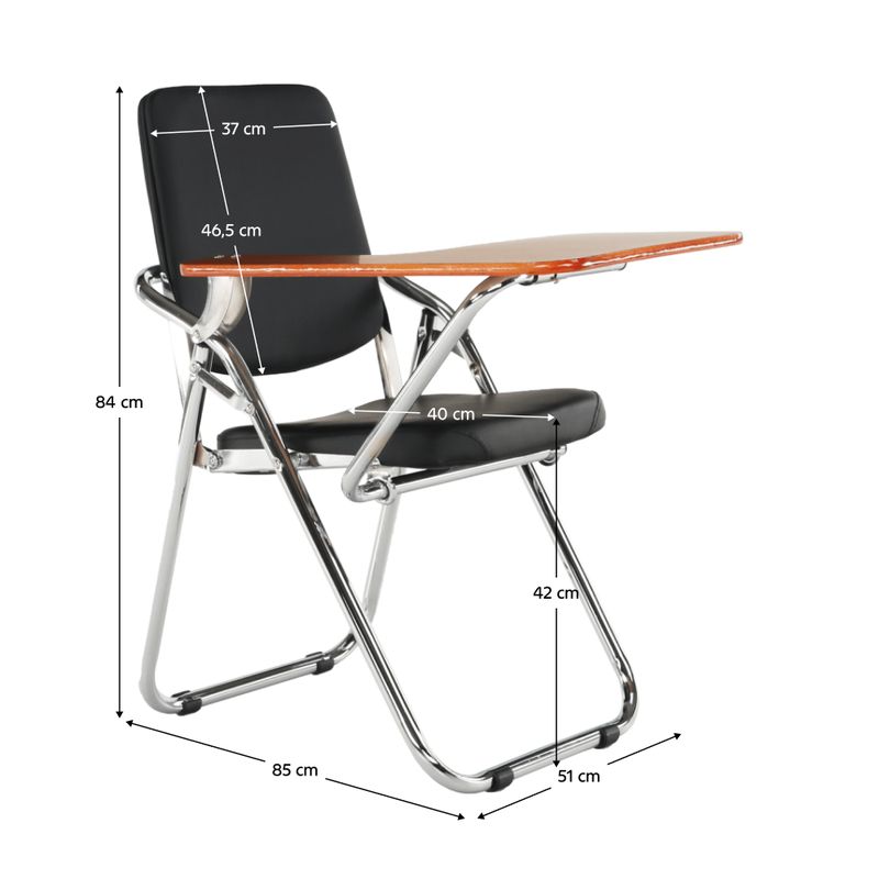 Stolička s doskou na písanie, čierna ekokoža, kov chróm, SONER