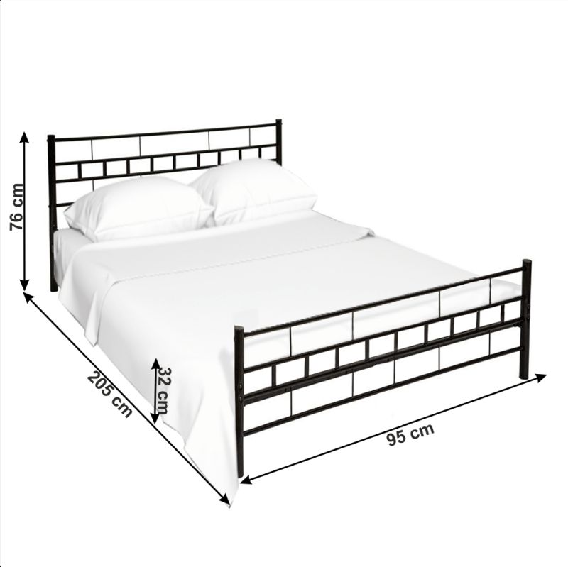 Posteľ, 90x200, s roštom, kovová, čierna, TAJGI
