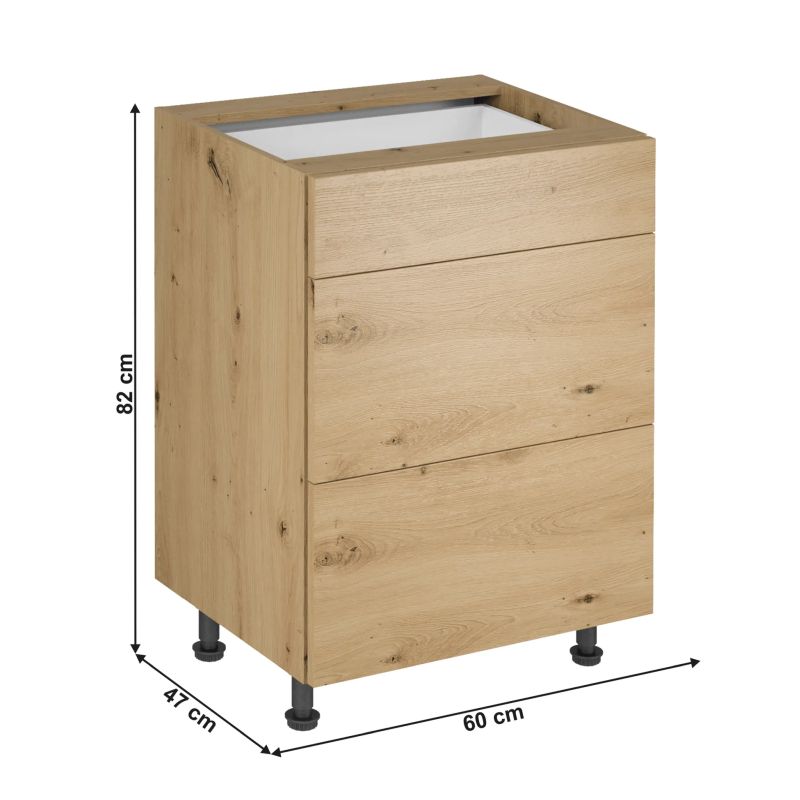 Spodná skrinka, 60cm, dub artisan, PUSH UP, LANGEN D60S3