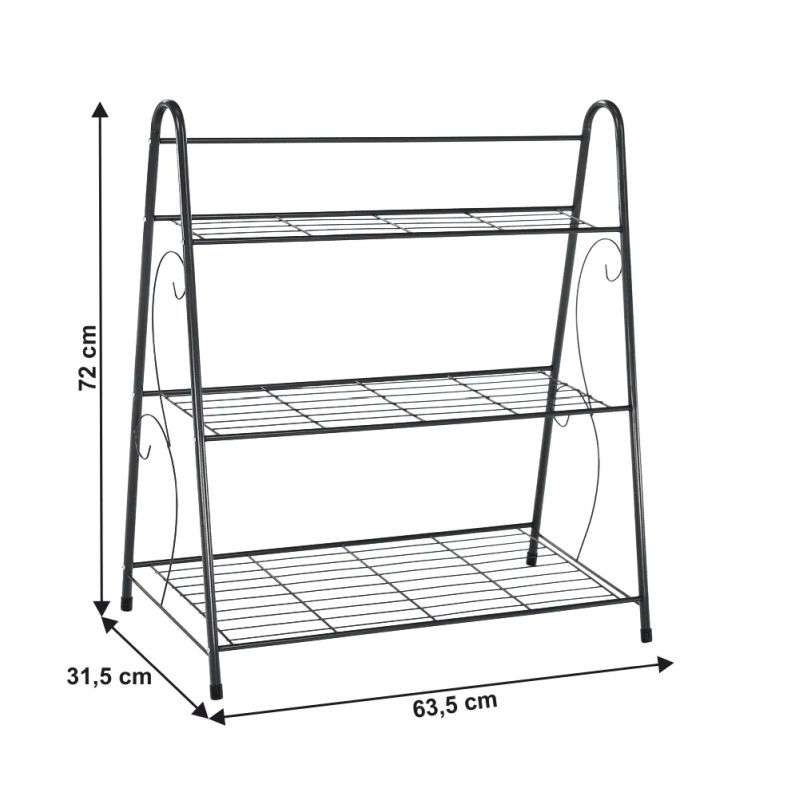 Regál, 63cm, 3-policový, čierny, VERUMA