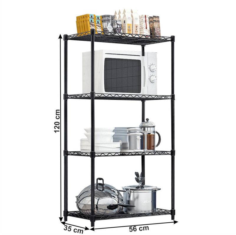 Regál, 56cm, 4-policový, čierny, SUER TYP 1