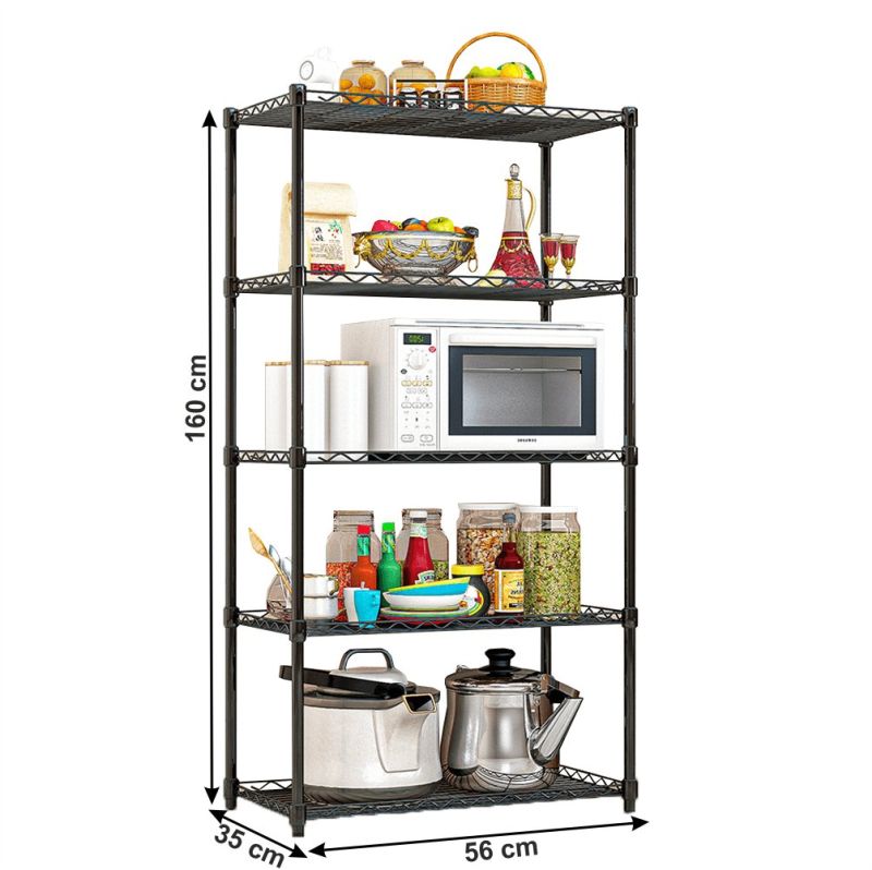 Regál, 56cm, 5-policový, čierny, SUER TYP 2