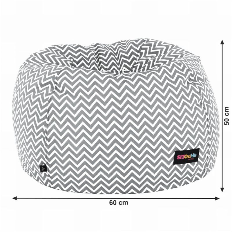 Sedací vak, 60cm, sivo-biely, cik cak vzor, látka, GOMBY