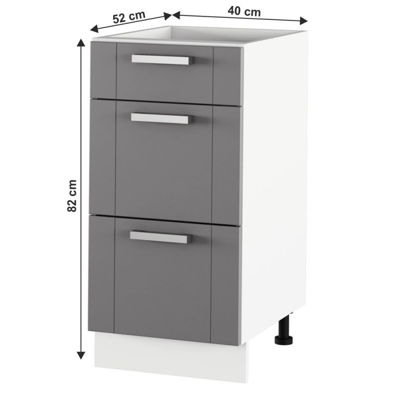 Spodná skrinka, 40cm, tmavosivá, biela, JULIA TYP 53