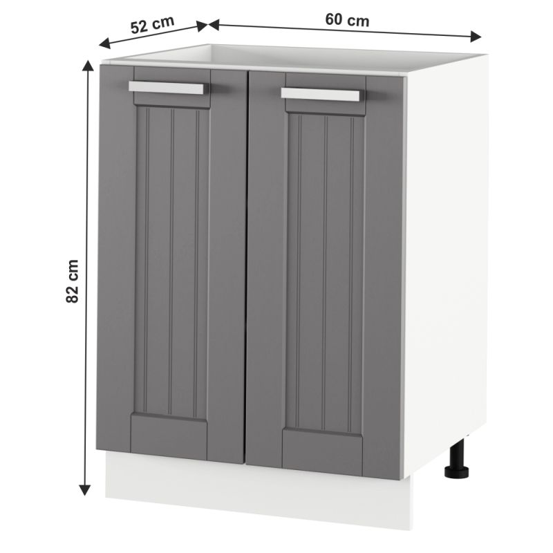 Spodná skrinka, 60cm, tmavosivá, biela, JULIA TYP 56