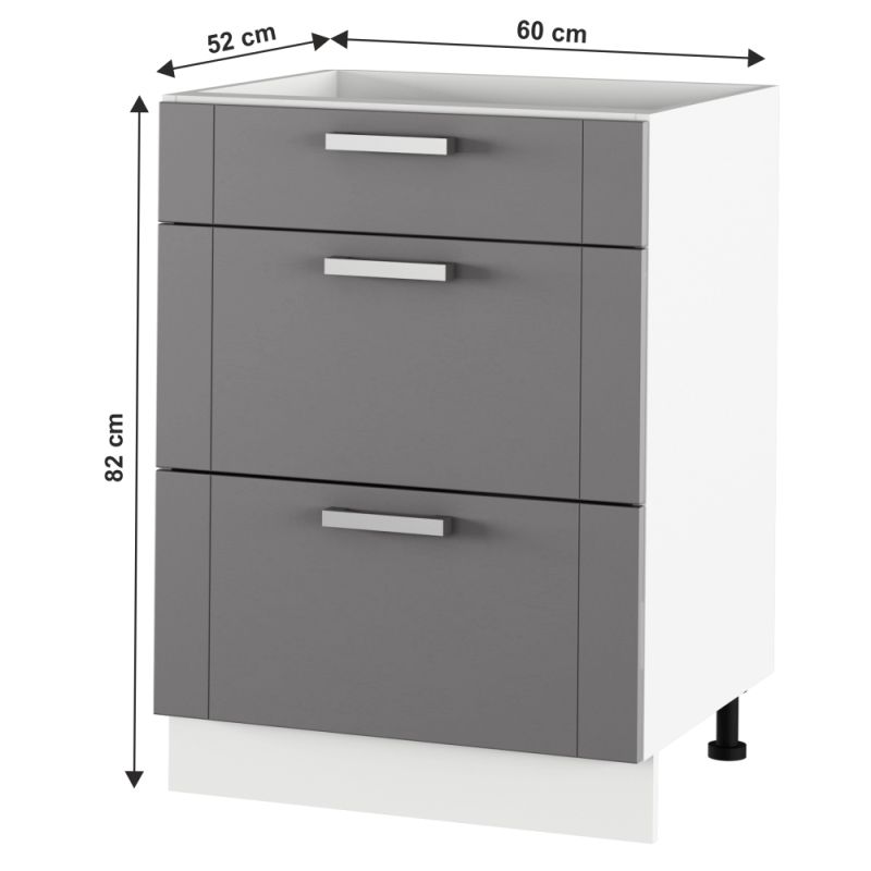 Spodná skrinka, 60cm, tmavosivá, biela, JULIA TYP 57