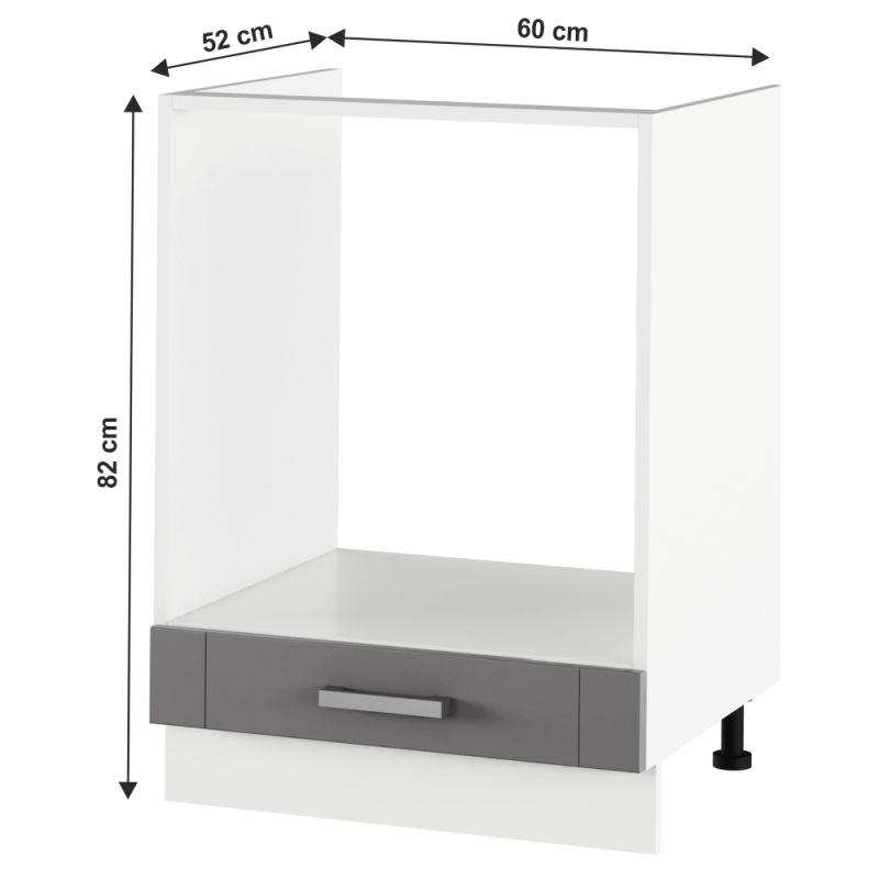 Spodná sporáková skrinka, 60cm, tmavosivá, biela, JULIA TYP 58