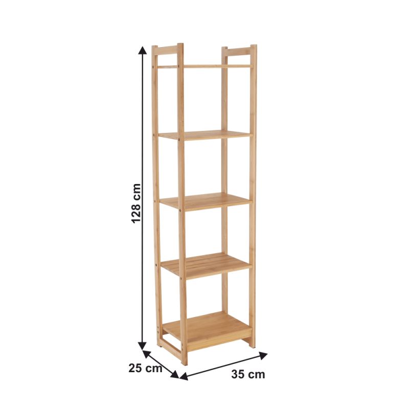 Regál, 35cm, 5-poličkový, prírodný bambus, IMPEROR TYP 3