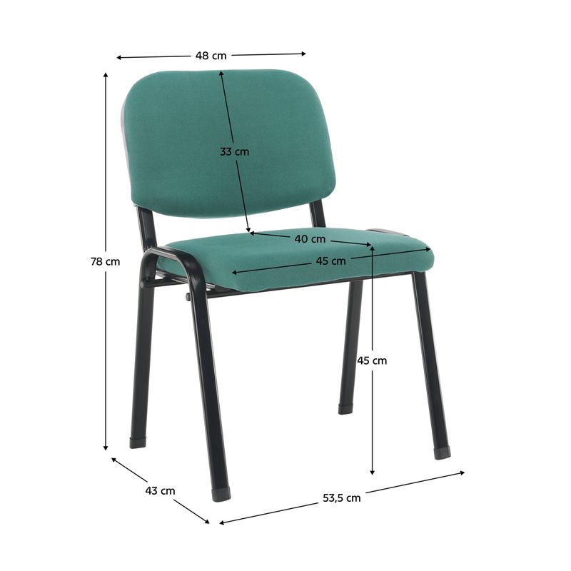 Kancelárska stolička, zelená látka, nohy kov čierny, ISO 2 NEW