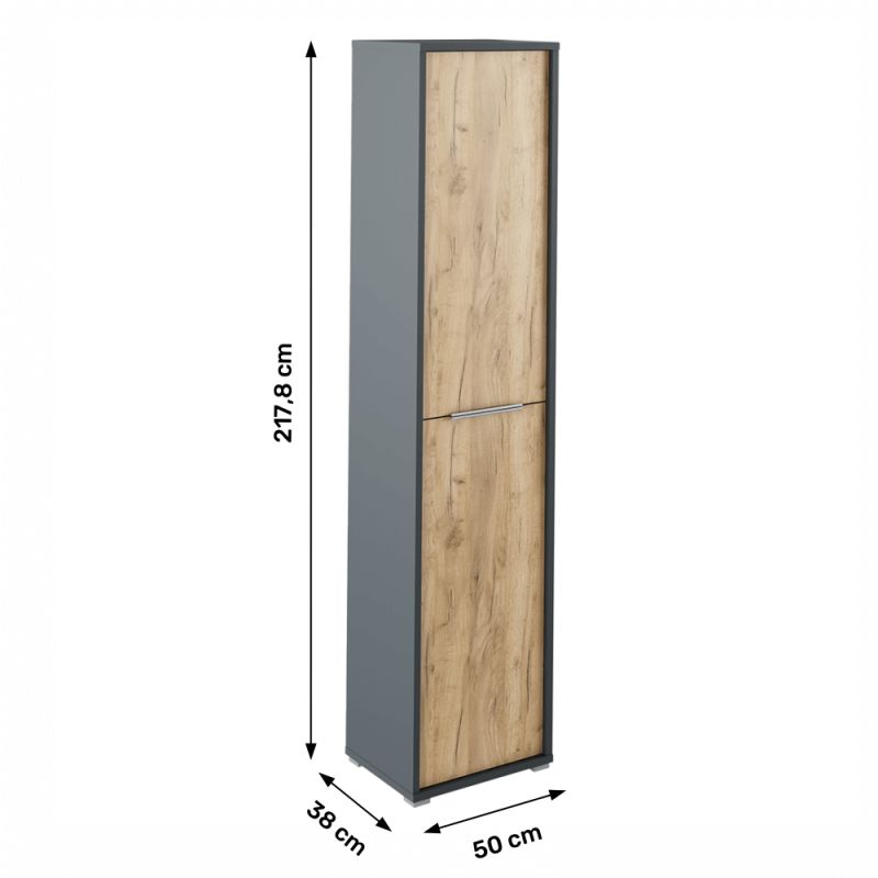 Skriňa, 50cm, policová, grafit, dub artisan, RIOMA NEW TYP 06