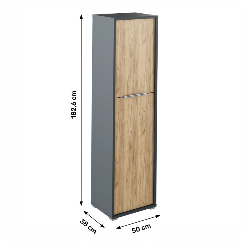 Skriňa, 50cm, policová, grafit, dub artisan, RIOMA NEW TYP 08