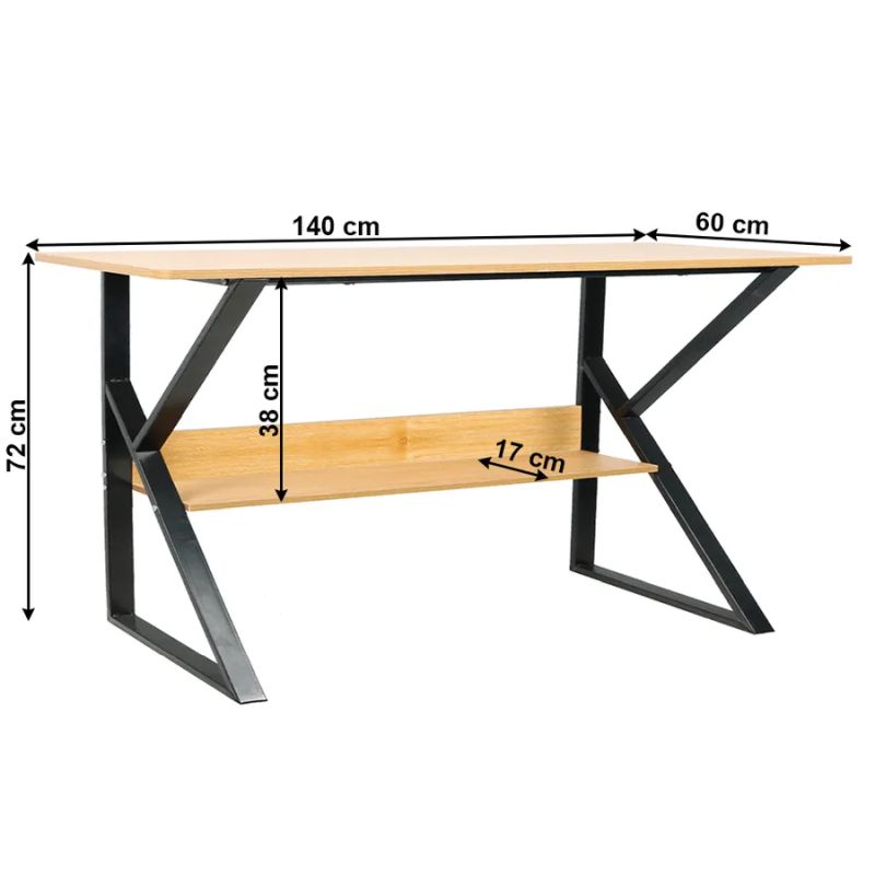 Písací stôl s policou, 140x60cm, buk, čierny, TARCAL 140