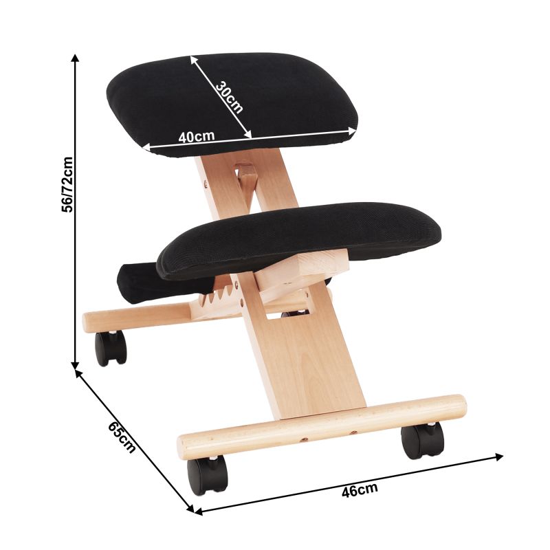 Ergonomická kľakačka, 46cm, čierna látka, buk, GROCO