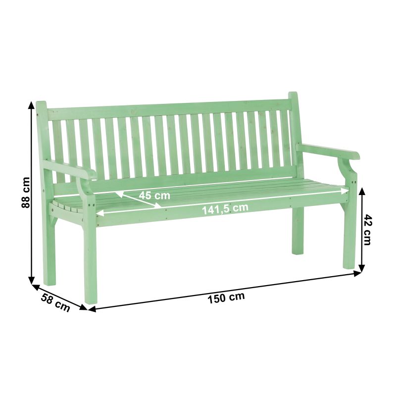 Záhradná lavička, 150cm, masív, neo mint, KOLNA