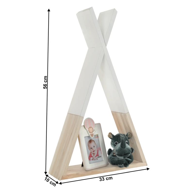 Polička, 33cm, detská, biela, prírodná, JOLI
